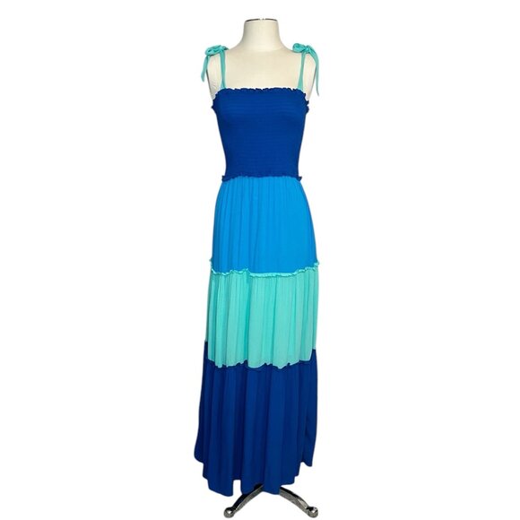 Bebop crinkle gauze four color tiered maxi dress size S - Picture 1 of 10